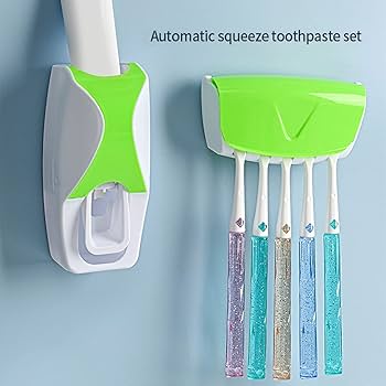 Automatic Toothpaste Dispenser Wall Mount Bathroom Accessories Toothpaste Squeezer Toothbrush Holder Toothpaste Storage