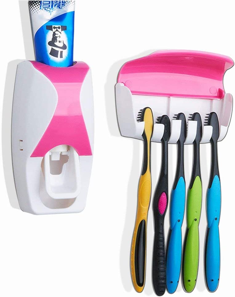 Automatic Toothpaste Dispenser Wall Mount Bathroom Accessories Toothpaste Squeezer Toothbrush Holder Toothpaste Storage