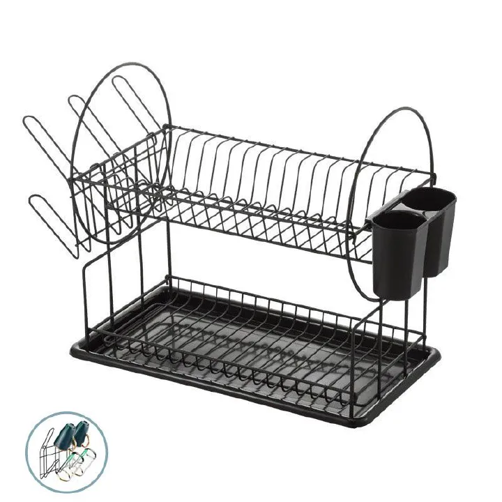 18inch 2-layer dish rack dish drainer drain rack stainless steel storage rack utensils rack kitchen tools