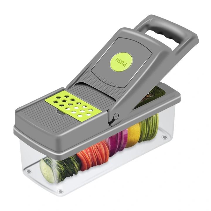 16-Piece Set Kitchen Vegetable Chopper | High-Performance Mandoline Vegetable Slicer & Dicer with Stainless Steel Blades-Peeler-Hand Guard and Brushes | Veg,Onion, Salad Complete Food Cutter Set