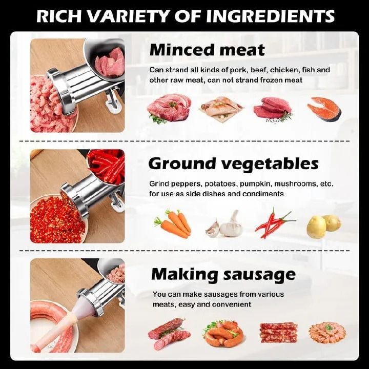 Manual Meat Mincer / Grinder.  Manual Meat Grinder Sausage Maker Table Mount Pork Mincer Sausage Stuffer Funnel Make Homemade Burger Patties Hand Operated Kitchen Tool