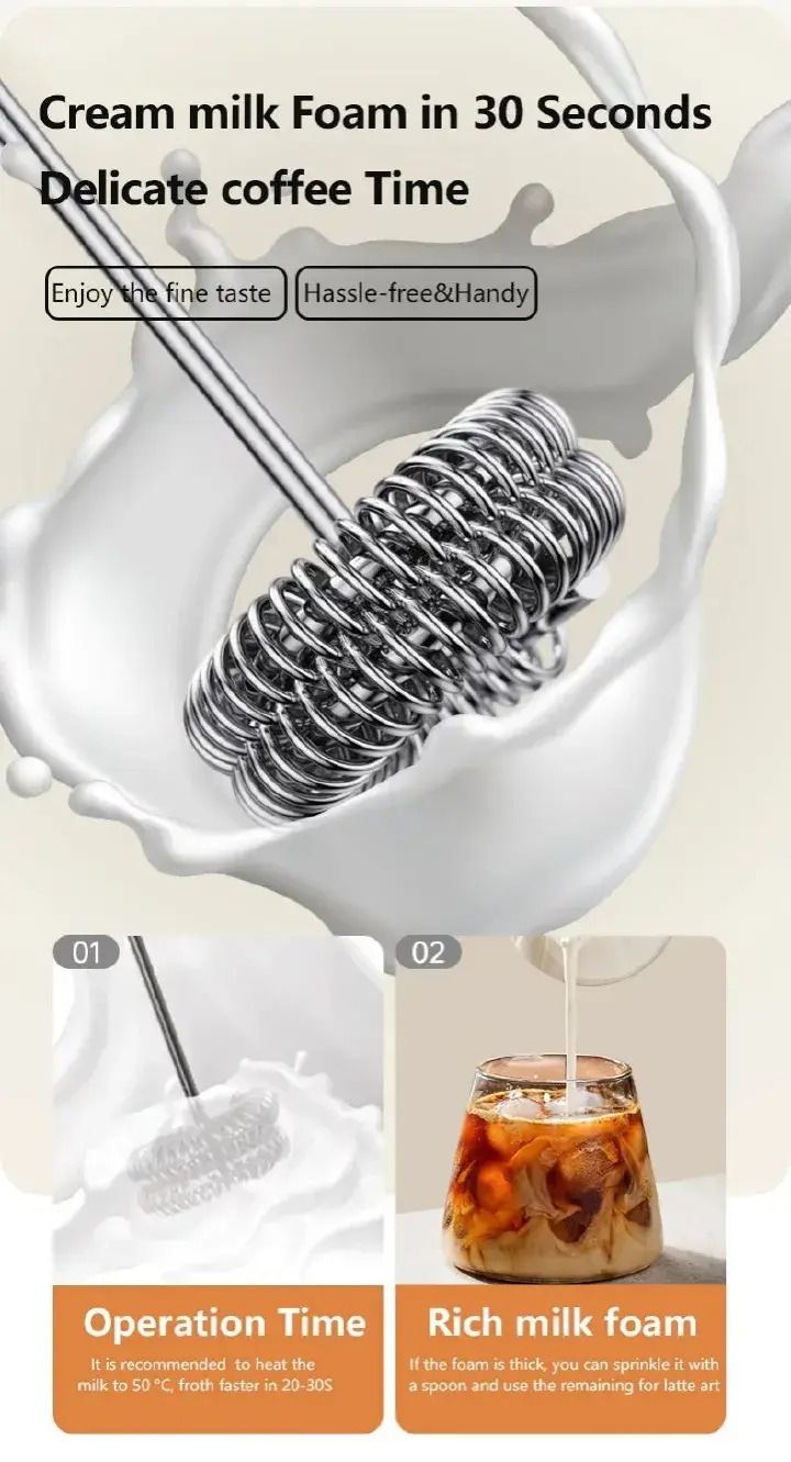 Wireless Milk Frothers Battery Handheld Blender Battery Mini Coffee Maker Drink Foamer Cream Whisk Mixer Egg Beater Blendery Hand Mix Battery Kitchen For Coffee Cappuccino Cream