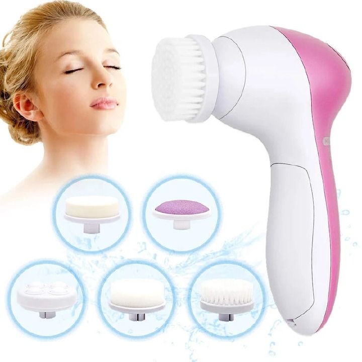 New Arrival 5 in 1 Face Cleansing Brush Silicone Facial Brush Deep Cleaning Pore Cleaner Face Massage Skin Care Waterproof Facial Brush