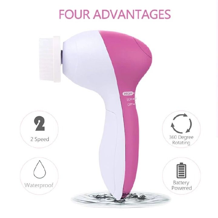 New Arrival 5 in 1 Face Cleansing Brush Silicone Facial Brush Deep Cleaning Pore Cleaner Face Massage Skin Care Waterproof Facial Brush