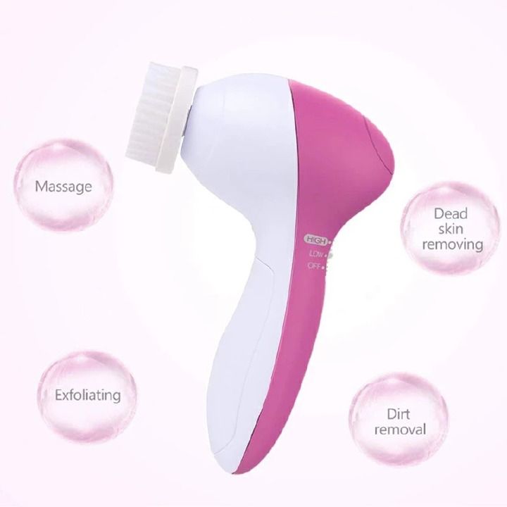 New Arrival 5 in 1 Face Cleansing Brush Silicone Facial Brush Deep Cleaning Pore Cleaner Face Massage Skin Care Waterproof Facial Brush