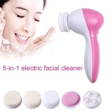 New Arrival 5 in 1 Face Cleansing Brush Silicone Facial Brush Deep Cleaning Pore Cleaner Face Massage Skin Care Waterproof Facial Brush