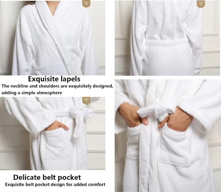 Bathrobes Long Shawl Collar Plush Robe Unisex bathroom accessories Soft & cozy Wrap Over Style With Detachable Outer Belt Hanging Loop Soft Touch
