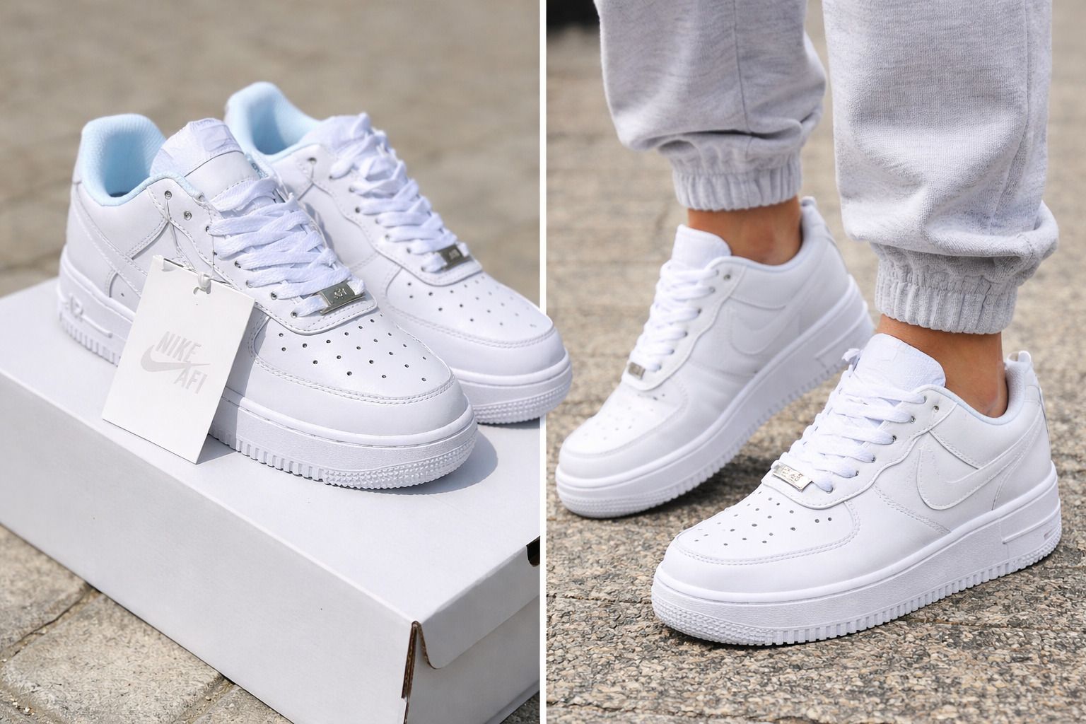 OFFER Nike Air Force 1 Unisex Sneakers – Classic White Leather Low Cut Casual Shoes – Durable Rubber Sole – Comfortable Everyday Wear