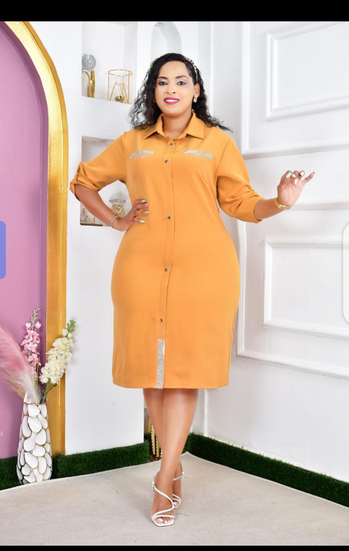 🎀 NEW NEW NEW ‼️
❤️❤️This is not just a dress but a whole mood
🌼 Pretty shirt dresses 
🌼sizes:44 to 52
🌼 Perfect office and casual wear 
Price 2800