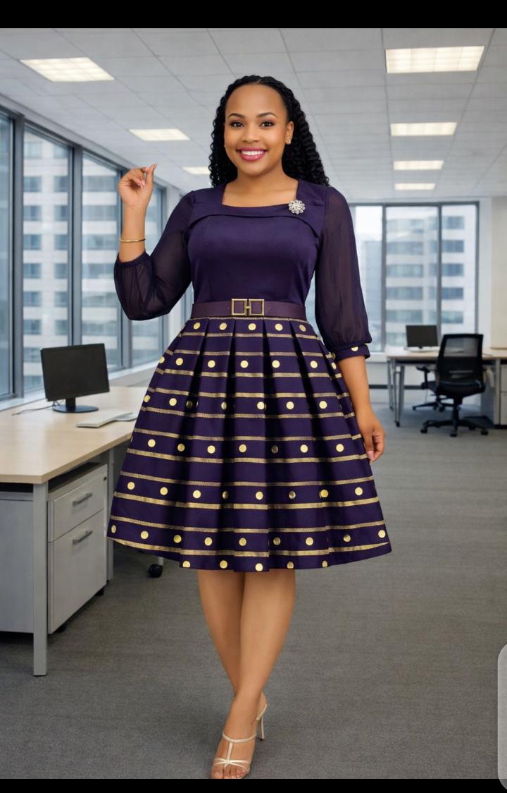 This masterpiece 
Beautiful skater dress with cute design 
Perfect for office and every day wear
Size 44,46,48,50 (M to 3XL)
Price 2800❤️