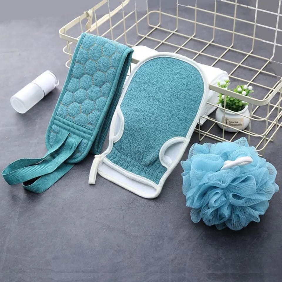 3pcs/set Body Scrubber Back Massage Exfoliating Sponge Bathroom Bath Brush Scrub