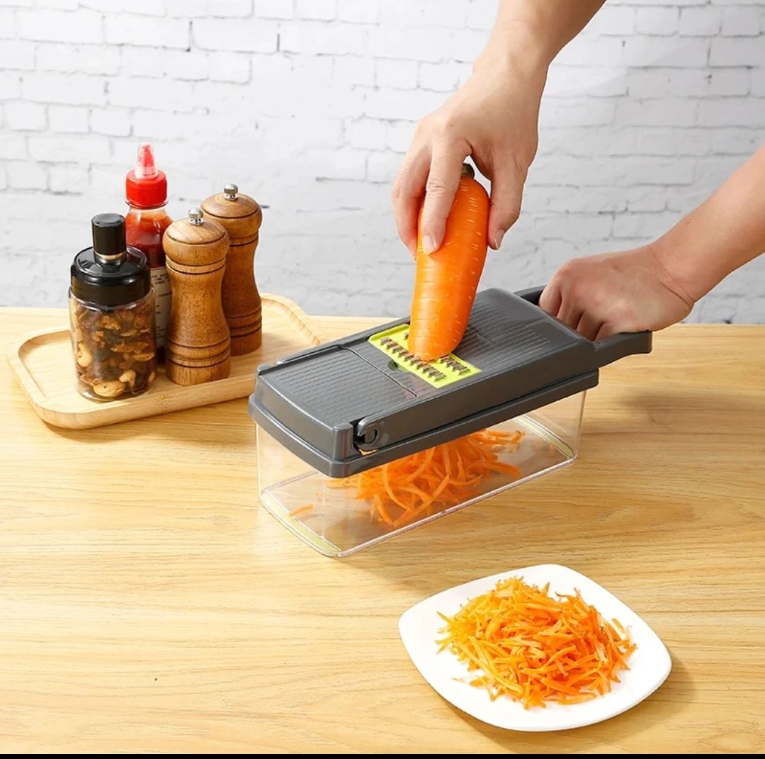 Vegetable Chopper Onion Chopper Mandolin Slicer Pro 13 in 1professional food Choppermultifunctional Vegetable Chopper and Slicer, Dicing Machine, AdjustableVegetable Cutter With Container(grey)