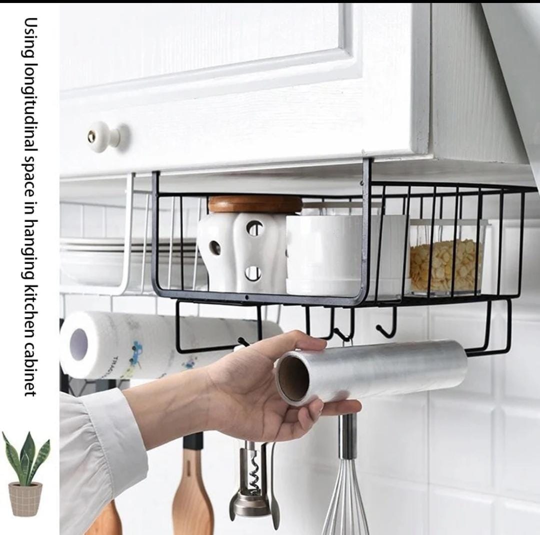 4in1 Under Cabinet Closet Kitchen Cupboard Basket Rack Shelf Bearing Partition Hanger For Home Storage Organizer
