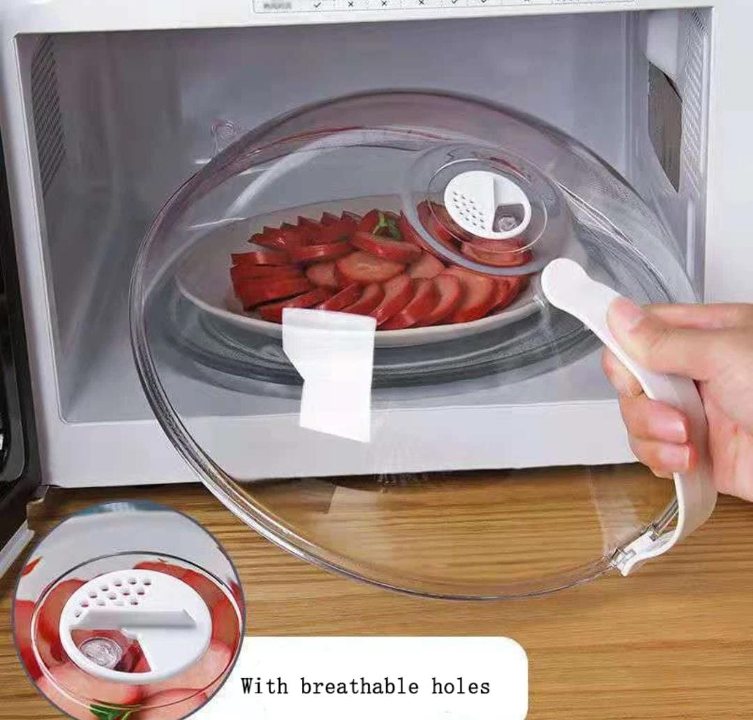 ✔️Microwave food cover ✔️ high temperature splash-proof cover with handle washable transparent dust-proof with chef special handle