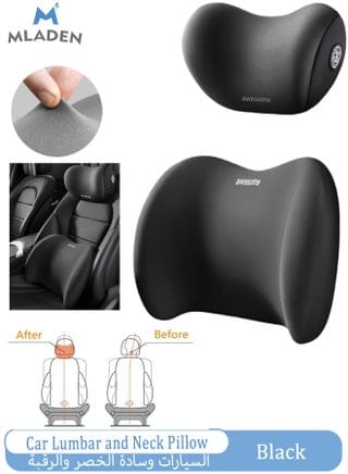 Car Headrest and Lumbar Support Cover, Memory Foam Neck & Waist Protection Set, All-Season Car Cushion, Breathable Pressure-Relief Seat Back Cushion, Adjustable Vehicle Pillow