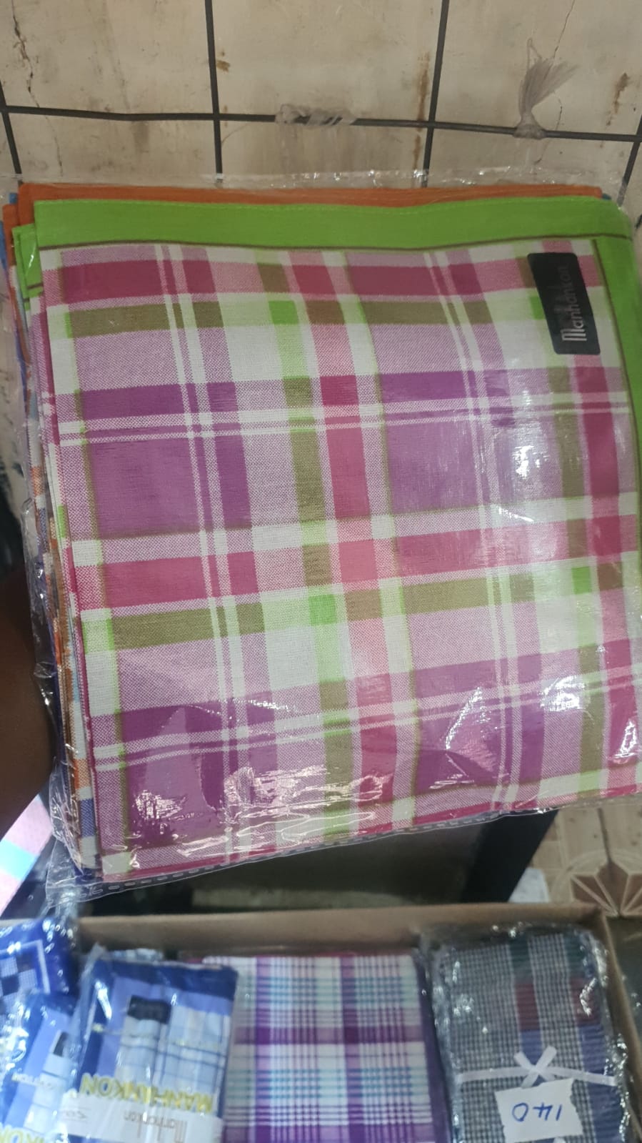 12 PCS  &  6 PCS  coarse Plaid Fabric Cotton Digital Printing Fabric Stripes  handkerchiefs