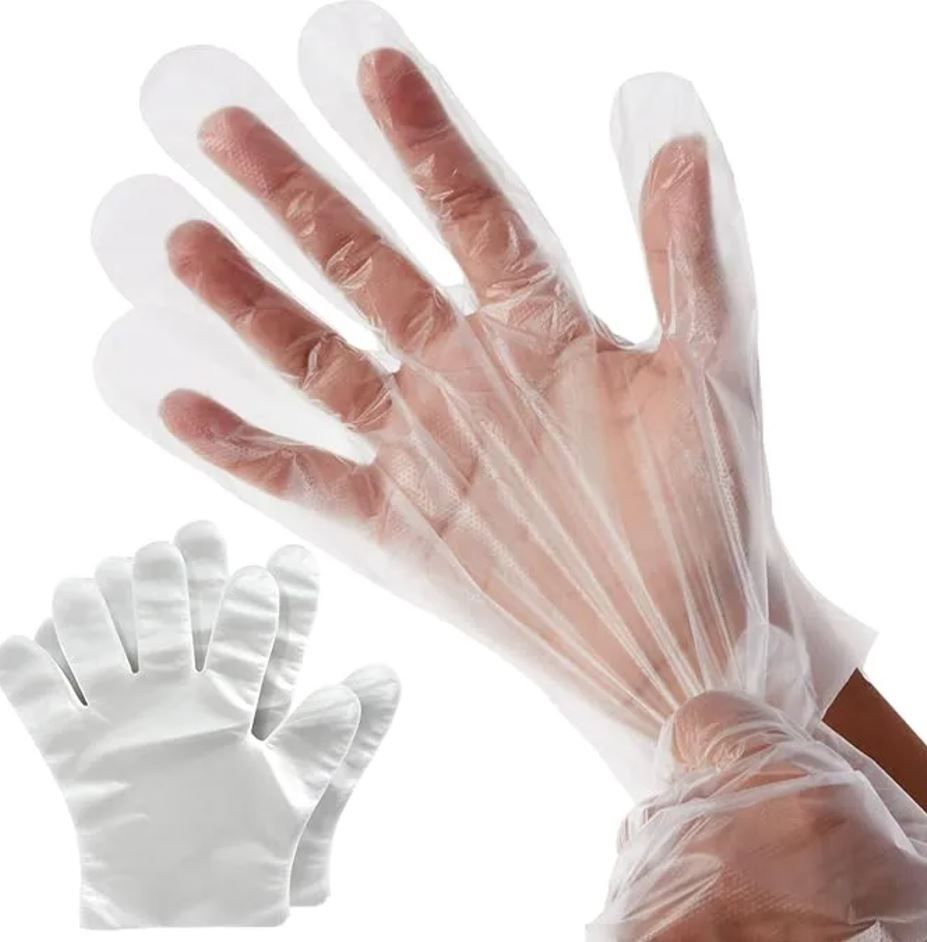 100Pcs Plastic Clear Disposable Gloves