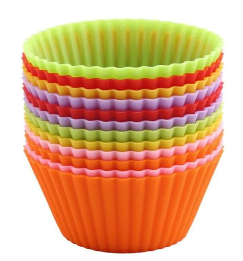 12 pcs Silicone Cake Muffin Chocolate Cupcake Liner Baking Cup Cookie Mold colorful
