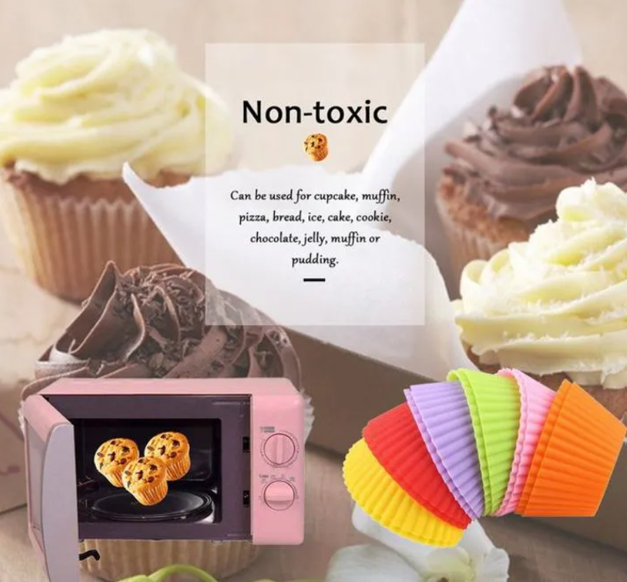12 pcs Silicone Cake Muffin Chocolate Cupcake Liner Baking Cup Cookie Mold colorful