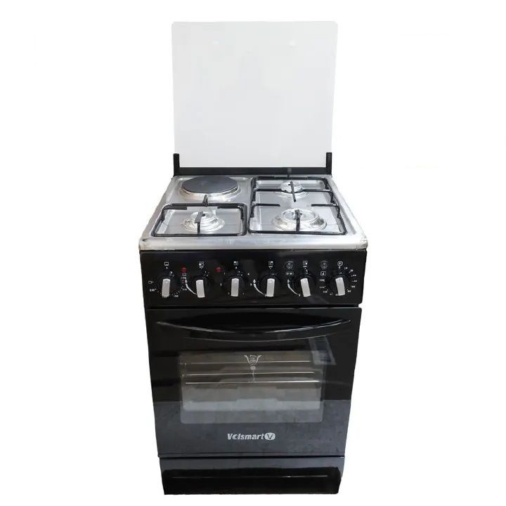 【Special Offer】Volsmart VGS-681 Gas Cooker 4 Burners  Free Standing Gas Cooker Cooking Range with 80L Oven Electric 3 Gas + 1 Electric Plate, Free Standing Gas Cooker with Electric Oven 60*60