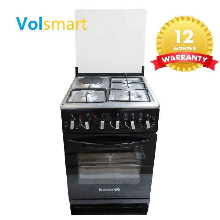 【Special Offer】Volsmart VGS-681 Gas Cooker 4 Burners  Free Standing Gas Cooker Cooking Range with 80L Oven Electric 3 Gas + 1 Electric Plate, Free Standing Gas Cooker with Electric Oven 60*60
