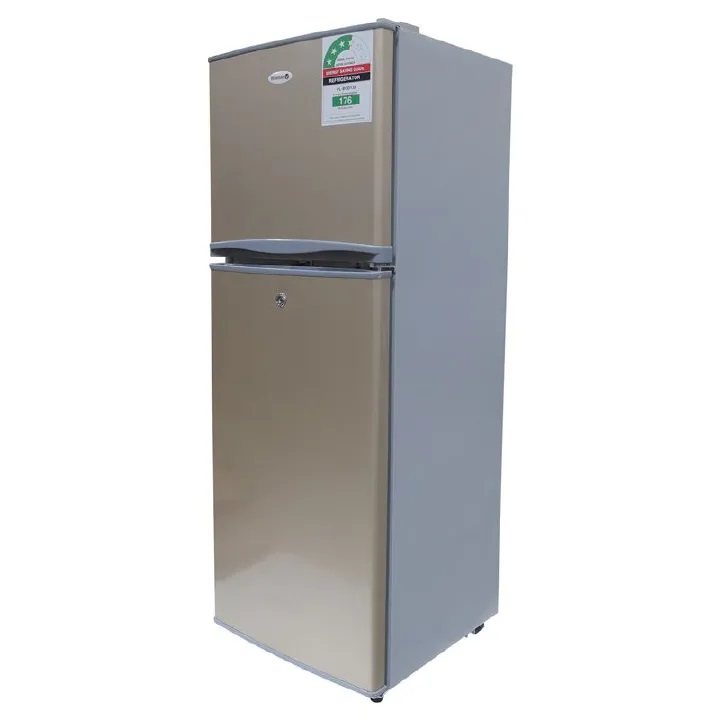 【hot】Volsmart 138L Double Doors Refrigerator Home Improvement Energy Saving Fridge with Lock and Keys Made with whisper-quiet technology: A silent refrigerator is a wonderful Fridge Freezer Silver,VL-BCD138