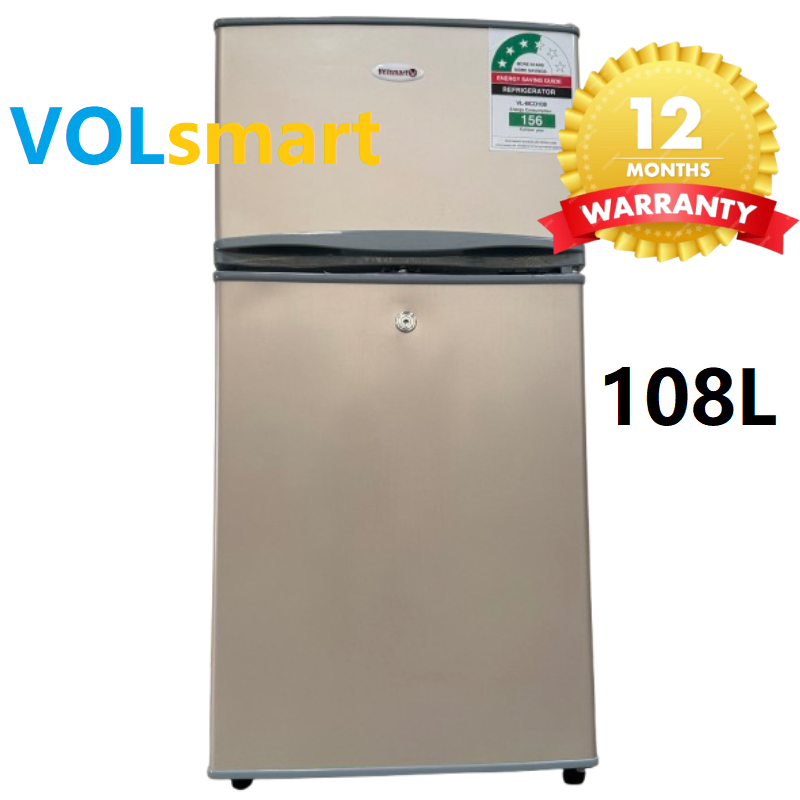 【New Year Sale】Volsmart 108L Double Doors VL-BCD108 Fridge Freezer Energy Saving Refrigerator with Lock and Keys 108L fridge double door Direct Cool fridge Refrigerator fridges and freezers