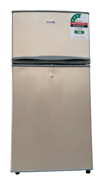 Volsmart 108L Double Doors VL-BCD108 Fridge Freezer Energy Saving Refrigerator with Lock and Keys 108L fridge double door Direct Cool fridge Refrigerator fridges and freezers Champagne gold,108 Liter Spot delivery