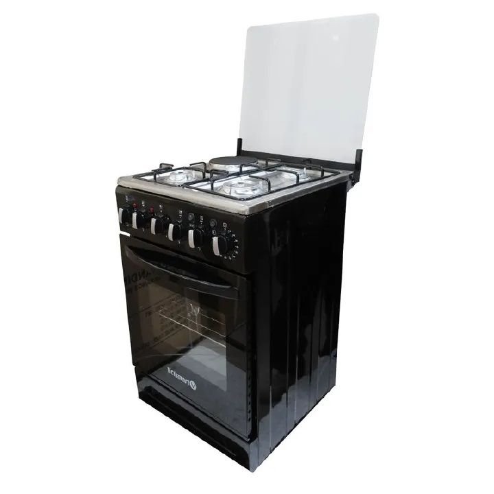 【hot】 Volsmart VGS-681 Gas Cooker 4 Burners Free Standing Gas Cooker Cooking Range with 80L Oven Electric 3 Gas + 1 Electric Plate, Free Standing Gas Cooker with Electric Oven 60*60