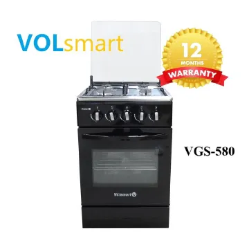 【Special Offer】Volsmart 4 Burners VGS-580 Free Standing 4 Gas Burners Oven Cooker Gas Cooker/ Free Standing Gas Cooker Cooking Range with 60L Oven 4 Gas Cooker + Gas Oven Black