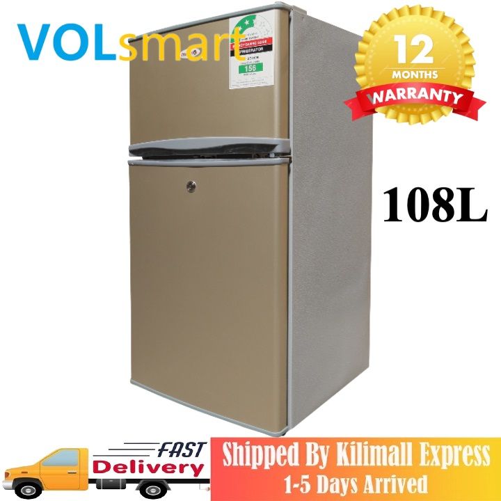 【Special Offer】Volsmart 108L Double Doors VL-BCD108 Fridge Freezer Energy Saving Refrigerator with Lock and Keys 108L fridge double door Direct Cool fridge Refrigerator fridges and freezers