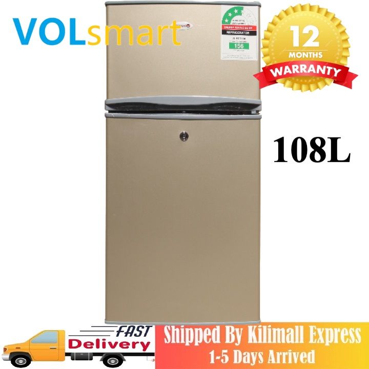 【New Year Sale】Volsmart 108L Double Doors VL-BCD108 Fridge Freezer Energy Saving Refrigerator with Lock and Keys 108L fridge double door Direct Cool fridge Refrigerator fridges and freezers