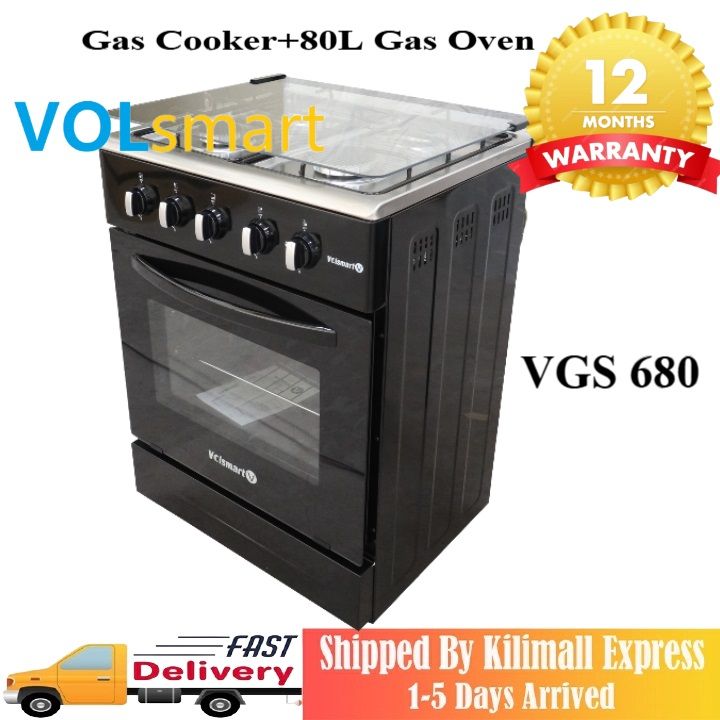 【Xmas Mega Sale】Volsmart 4 Burners VGS-680 Free Standing Gas Cooker Cooking Range with 80L Oven 4 Gas Cooker + Gas Oven