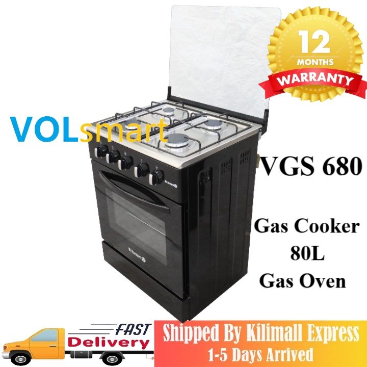 【Xmas Mega Sale】Volsmart 4 Burners VGS-680 Free Standing Gas Cooker Cooking Range with 80L Oven 4 Gas Cooker + Gas Oven