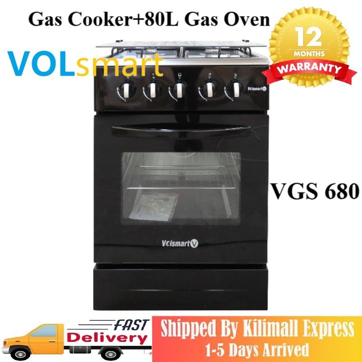 【Xmas Mega Sale】Volsmart 4 Burners VGS-680 Free Standing Gas Cooker Cooking Range with 80L Oven 4 Gas Cooker + Gas Oven