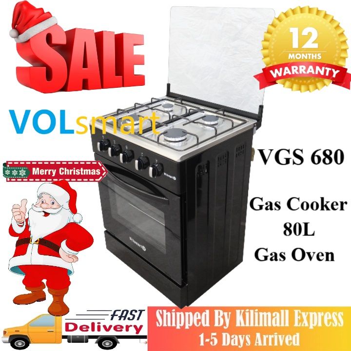 【Xmas Mega Sale】Volsmart 4 Burners VGS-680 Free Standing Gas Cooker Cooking Range with 80L Oven 4 Gas Cooker + Gas Oven