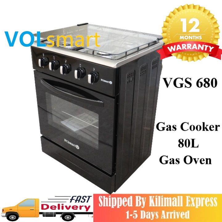 【Xmas Mega Sale】Volsmart 4 Burners VGS-680 Free Standing Gas Cooker Cooking Range with 80L Oven 4 Gas Cooker + Gas Oven