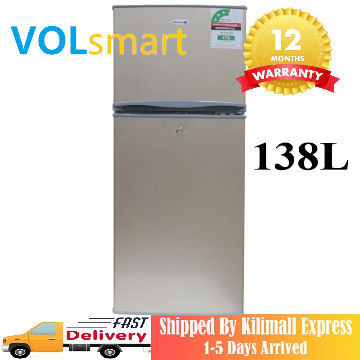 【New Year Sale】Volsmart 138L Double Doors Refrigerator Home Improvement Energy Saving Fridge with Lock and Keys Made with whisper-quiet technology: A silent refrigerator is a wonderful Fridge Freezer