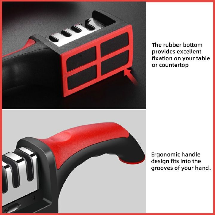 Knife Sharpeners for Kitchen Knives 4 in1 Kitchen Knife Sharpener Knife Sharpening Kit with 4 Stage Sharpening Slots Works for Ceramic Steel Knives and Scissor Kitchen Knife Accessories