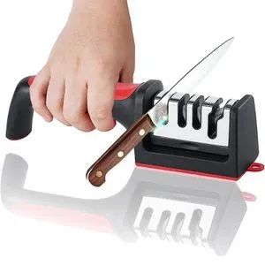 Knife Sharpeners for Kitchen Knives 4 in1 Kitchen Knife Sharpener Knife Sharpening Kit with 4 Stage Sharpening Slots Works for Ceramic Steel Knives and Scissor Kitchen Knife Accessories