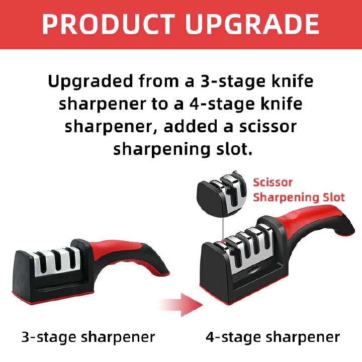 Knife Sharpeners for Kitchen Knives 4 in1 Kitchen Knife Sharpener Knife Sharpening Kit with 4 Stage Sharpening Slots Works for Ceramic Steel Knives and Scissor Kitchen Knife Accessories