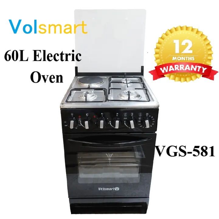 【Special Offer】gas cooker Volsmart 4 Burners VGS-581 Free Standing Gas Cooker Cooking Range with 60L Oven 3 Gas + 1 Electric  With Electric Oven Cooker
