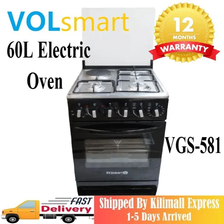 【Special Offer】gas cooker Volsmart 4 Burners VGS-581 Free Standing Gas Cooker Cooking Range with 60L Oven 3 Gas + 1 Electric  With Electric Oven Cooker