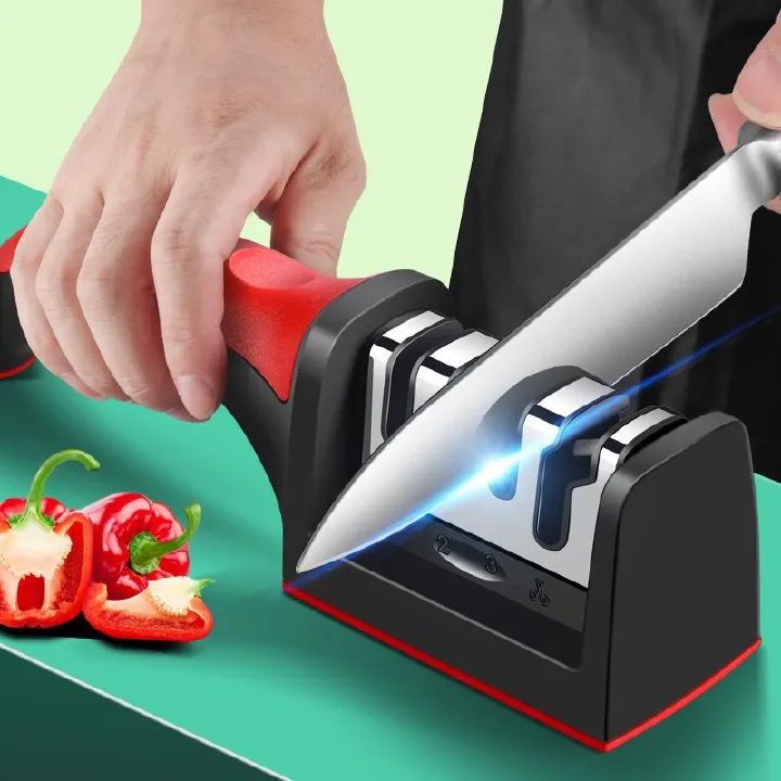 【HOT】VL-MD002 Knife Sharpeners for Kitchen Knives 4 in1 Kitchen Knife Sharpener Knife Sharpening Kit with 4 Stage Sharpening Slots Works for Ceramic Steel Knives and Scissor Kitchen Knife Accessories