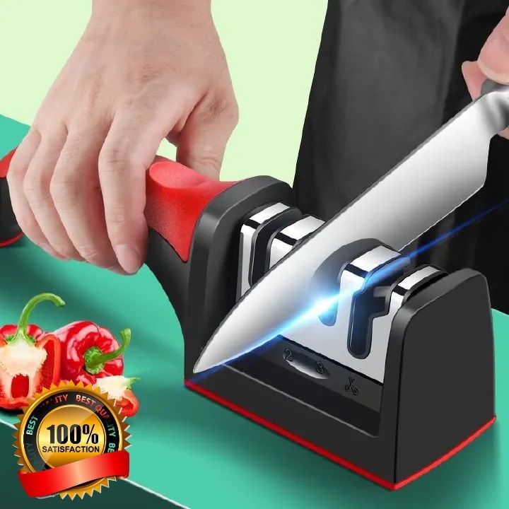 【HOT】VL-MD002 Knife Sharpeners for Kitchen Knives 4 in1 Kitchen Knife Sharpener Knife Sharpening Kit with 4 Stage Sharpening Slots Works for Ceramic Steel Knives and Scissor Kitchen Knife Accessories