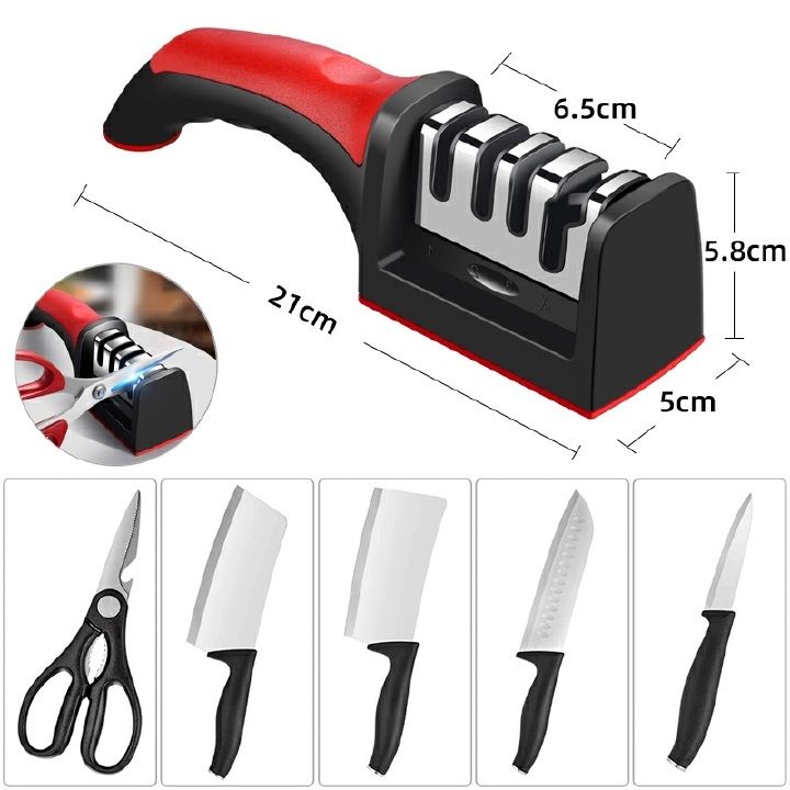 【HOT】VL-MD002 Knife Sharpeners for Kitchen Knives 4 in1 Kitchen Knife Sharpener Knife Sharpening Kit with 4 Stage Sharpening Slots Works for Ceramic Steel Knives and Scissor Kitchen Knife Accessories