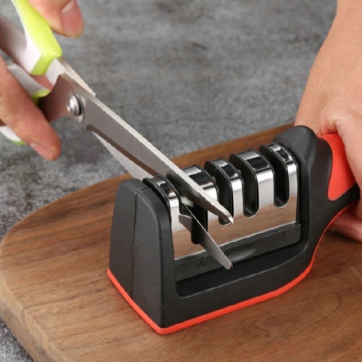 【HOT】VL-MD002 Knife Sharpeners for Kitchen Knives 4 in1 Kitchen Knife Sharpener Knife Sharpening Kit with 4 Stage Sharpening Slots Works for Ceramic Steel Knives and Scissor Kitchen Knife Accessories