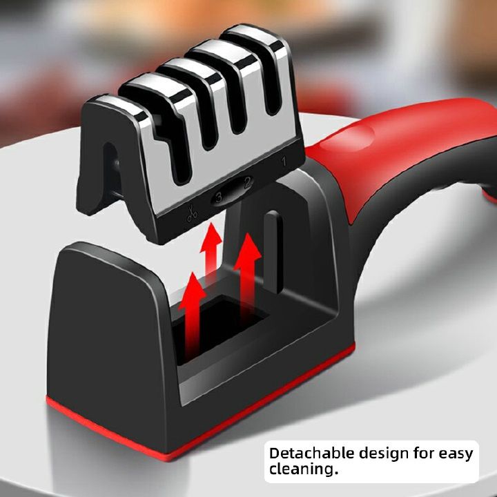【HOT】VL-MD002 Knife Sharpeners for Kitchen Knives 4 in1 Kitchen Knife Sharpener Knife Sharpening Kit with 4 Stage Sharpening Slots Works for Ceramic Steel Knives and Scissor Kitchen Knife Accessories