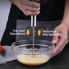 Volsmart Egg beater VL-MD003 Stainless steel semi-automatic egg beater, rotating cream egg mixer Whisk Egg Beater Cake Baking