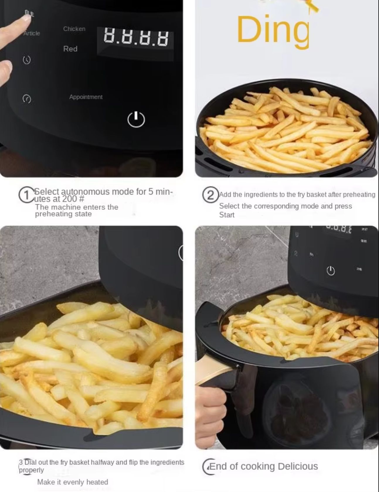 【Special Offer】VL-AF8006 Air Fryer Volsmart 6L Electric Air Fryer  Volsmart Air Fryer air fryer black 6Litre Digital Air Fryer for Healthier Meals